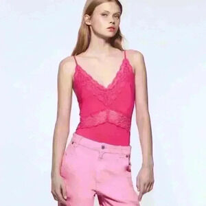 Zara pink  lace bodysuit